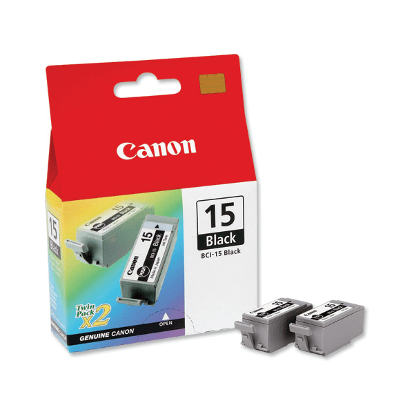 Canon BCI-15 (8190A002) Original Black Ink Cartridge Twin Pack