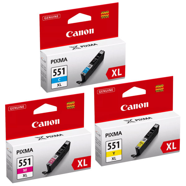 Canon CLI-551XL C/M/Y Original High Capacity Colour Ink Cartridge 3 Pack