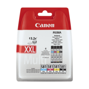 Canon CLI-581 XXL (1998C005) Original Extra High Capacity Black and Colour Ink Cartridge 4 Pack