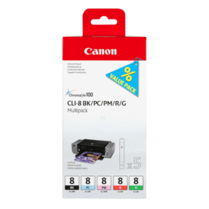 Canon CLI-8 (0620B027) Original Black & Colour Ink Cartridge 5 Pack