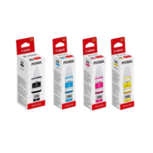 Canon GI-590 (BK/C/M/Y) Original Black & Colour Ink Bottle 4 Pack