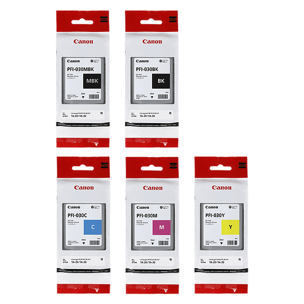 Canon PFI-030 Black and Colour Ink Cartridge 5 Pack (Original)