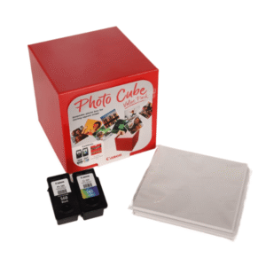 Canon PG-560 / CL-561 (3713C007) Original Black and Colour Ink Cartridge Value Pack + PP-201 Photo Paper Cube