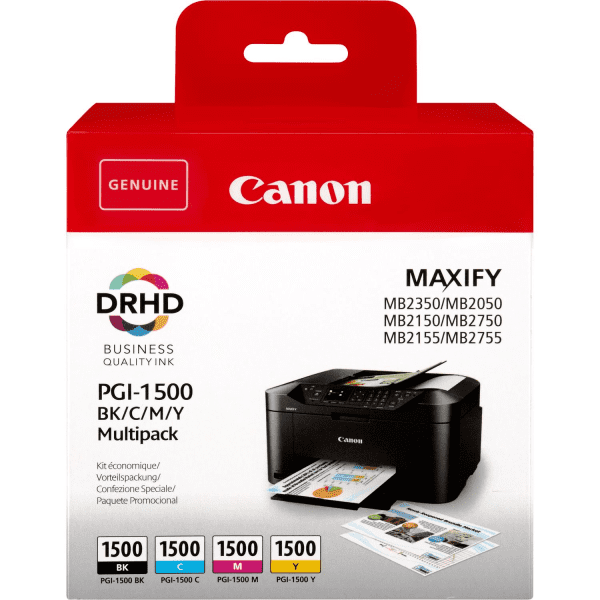 Canon PGI-1500 (9218B005) Original Black & Colour Ink Cartridge 4 Pack