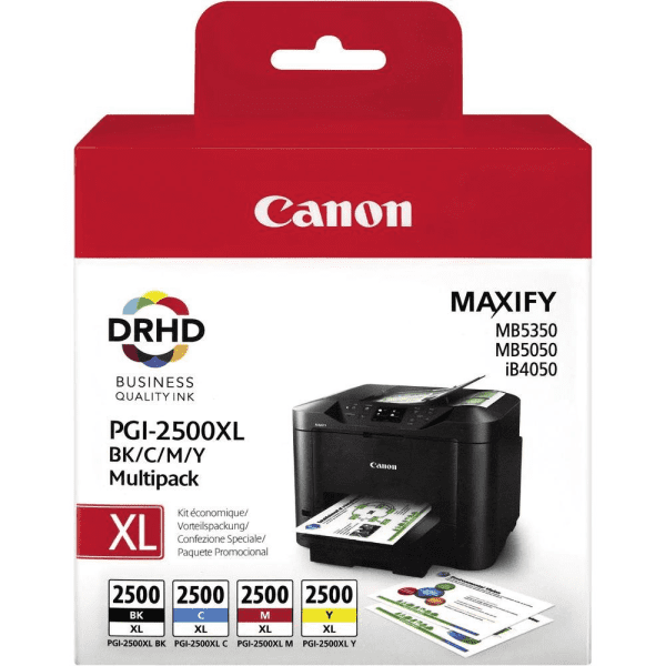 Canon PGI-2500XL (9254B004) Original High Capacity Black & Colour Ink Cartridge 4 Pack