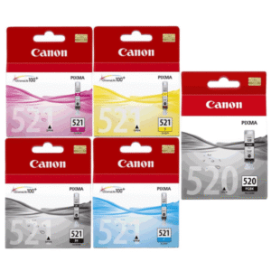 Canon PGI-520BK, CLI-521 BK/C/M/Y Original Black & Colour Ink Cartridge 5 Pack
