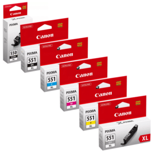 Canon PGI-550PGBKXL, CLI-551XL BK/C/M/Y/GY Original High Yield Black & Colour Ink Cartridge 6 Pack