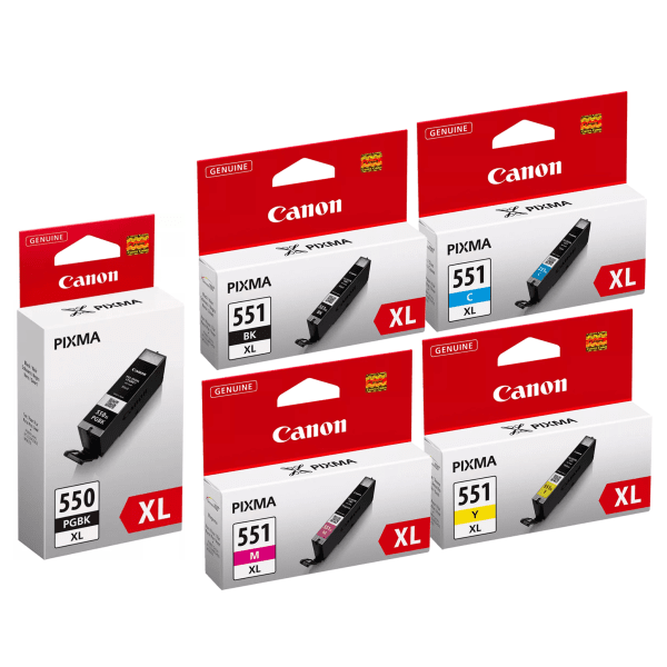 Canon PGI-550PGBKXL, CLI-551XL BK/C/M/Y Original High Capacity Black & Colour Ink Cartridge 5 Pack