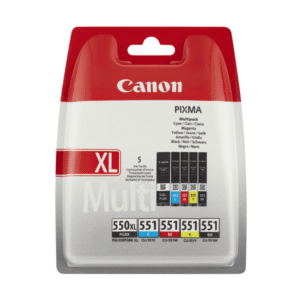 Canon PGI-550XLPGBK /CLI-551 C/M/Y/BK (6509B013) Original Black High Capacity and Colour Standard Capacity 5 Pack