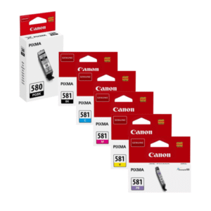 Canon PGI-580PGBK, CLI-581 BK/C/M/Y/PB Original Black & Colour Ink Cartridge 6 Pack