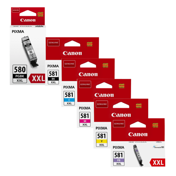 Canon PGI-580PGBKXXL/CLI-581XXL Original Extra High Capacity Black & Colour Ink Cartridge 6 Pack