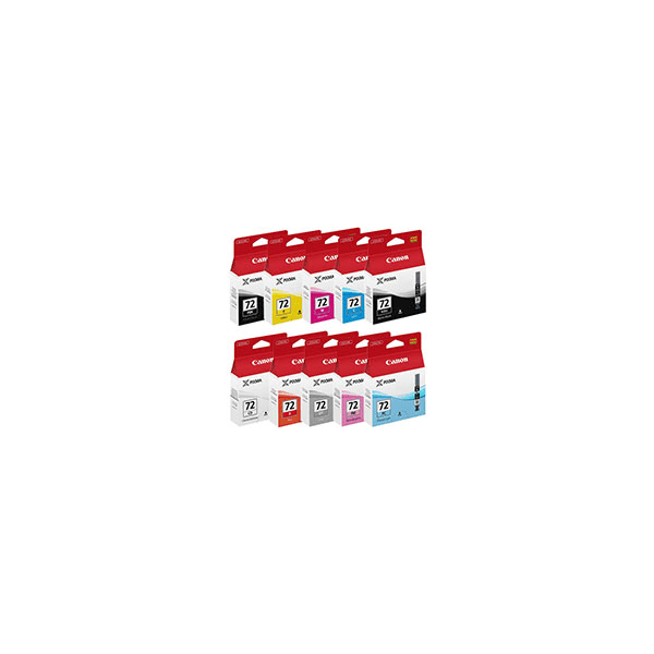 Canon PGI-72 (MBK/PBK/C/M/Y/PC/PM/GY/R/CO) Original Black & Colour Ink Cartridge 10 Pack