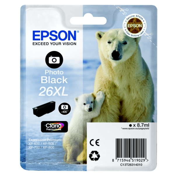 Epson 26XL Photo Black High Capacity Ink Cartridge (Original)
