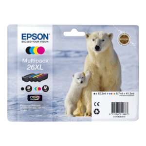 Epson 26XL Black & Colour High Capacity Ink Cartridge 4 Pack (Original)