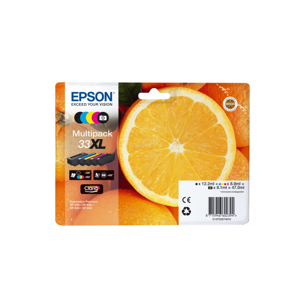 Epson 33XL High Capacity Black & Colour Ink Cartridge 5 Pack (Original)