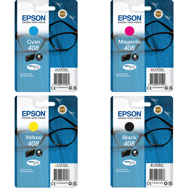 Epson 408 Black and Colour Ink Cartridge 4 Pack (Original)