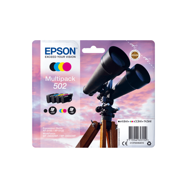 Epson 502 Black & Colour Ink Cartridge 4 Pack (Original)