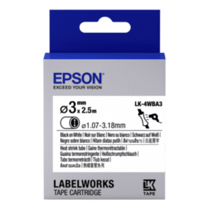 Epson LK-4WBA3 (C53S654903) Original Black on White Heat Shrinking Tube 3mm x 2.5m