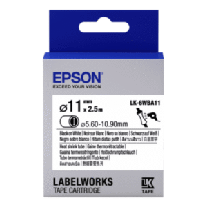 Epson LK-6WBA11 (C53S656902) Original Black on White Heat Shrink Tube 11mm x 2.5m