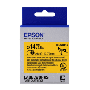 Epson LK-6YBA14 (C53S656905) Original Black on Yellow Heat Shrink Tube 14mm x 2.5m