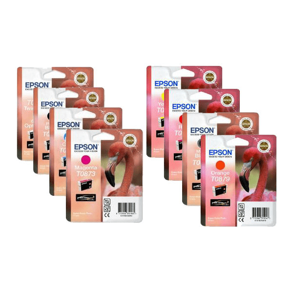 Epson T087 Original Black & Colour Ink Cartridge 8 Pack