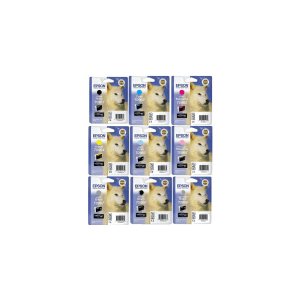Epson T096 (PBK/C/M/Y/LC/LM/LBK/MBK/LLBK) Black & Colour Ink Cartridge 9 Pack (Original)