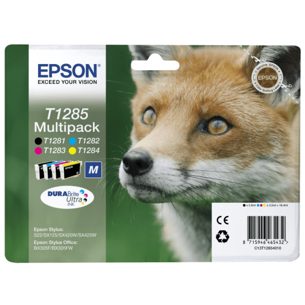Epson T1285 Black & Colour Ink Cartridge 4 Pack (Original)