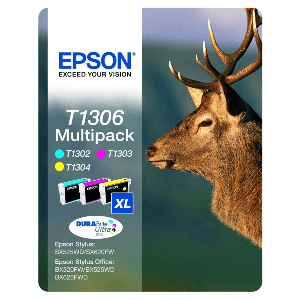 Epson T1306 Extra High Capacity Colour Ink Cartridge 3 Pack (Original)