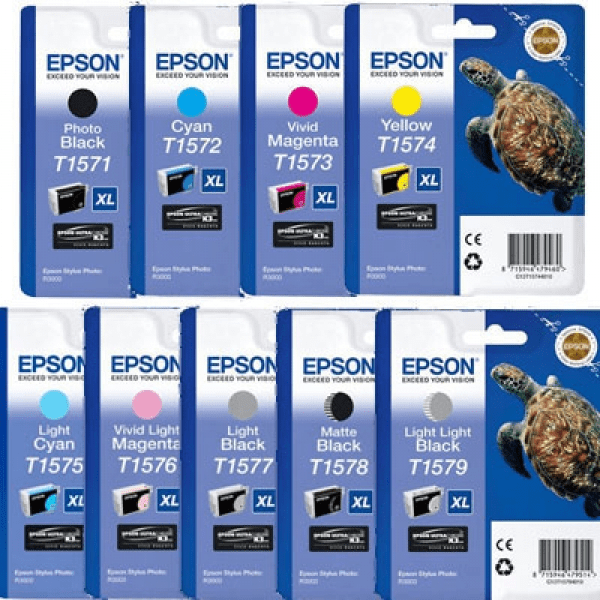 Epson T157 (PBK/C/M/Y/LC/LM/LBK/MBK/LLBK) Original Black & Colour Ink Cartridge 9 Pack