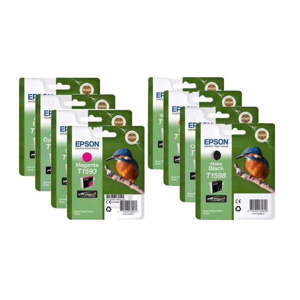 Epson T159 Original Black & Colour Ink Cartridge 8 Pack