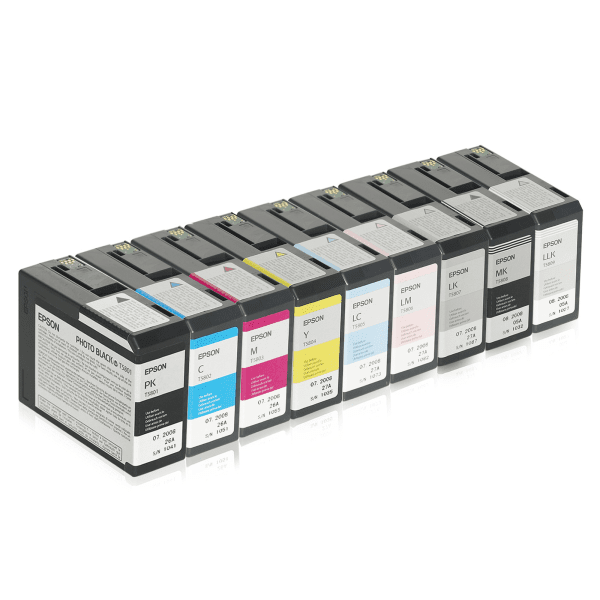 Epson T580 (PBK/C/M/Y/LC/LM/LBK/MBK/LLBK) Original Black & Colour Ink Cartridge 9 Pack