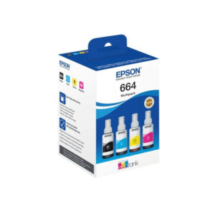 Epson T664 (BK/C/M/Y) Original Black & Colour Ink Bottle 4 Pack