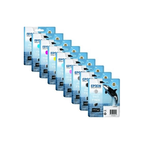 Epson T760 Original Black & Colour Ink Cartridge 9 Pack