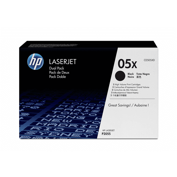 HP 05X (CE505XD) Original High Yield Black Toner Cartridge Twin Pack
