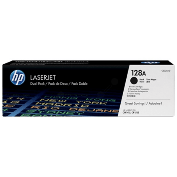 HP 128A (CE320AD) Original Black Toner Cartridge Twin Pack