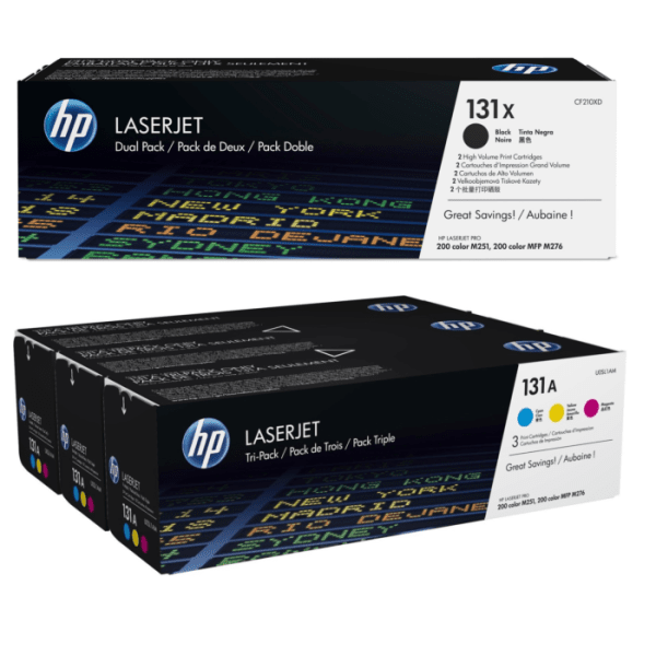 HP 131A (CF210XD / CF211A / CF212A / CF213A) Original Black and Colour Toner Cartridge 5 Pack