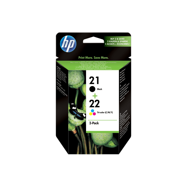 HP 21 / 22 (C9351ae / C9352ae) Original Black and Tri-Colour Ink Cartridge Pack