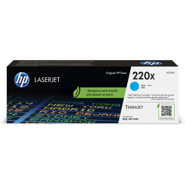 HP 220X (W2201X) Original High Capacity Cyan Toner Cartridge