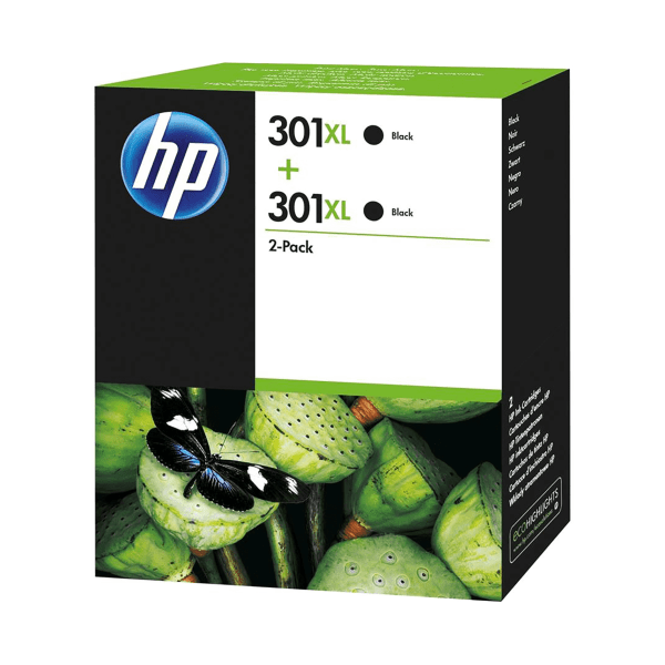 HP 301XL (D8J45AE) Original High Capacity Black Ink Cartridge Twin Pack