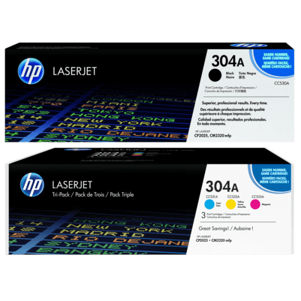 HP 304A (CC530 / CC531 / CC533 / CC532) Original Black and Colour Toner Cartridge Pack