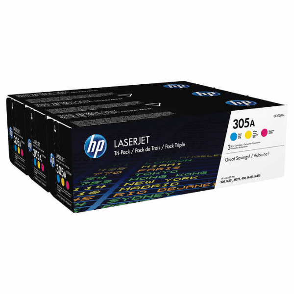 HP 305A (CF370AM) Original Cyan, Magenta, Yellow 3 Toner Cartridge Pack