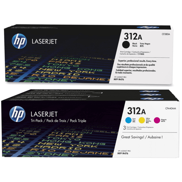 HP 312A (CF380/1/2/3A) Original Black and Colour Toner Cartridge 4 Pack