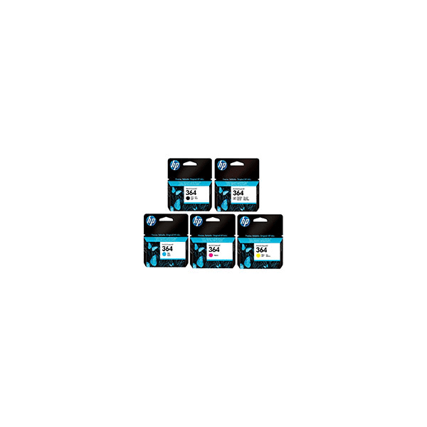 HP 364 Black and Colour Ink Cartridge 5 Pack (Original)