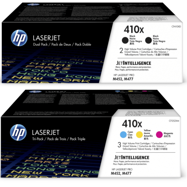 Original 5 Colour HP 410X Toner Cartridge Multipack - (CF410X / CF411X / CF413X / CF412X)