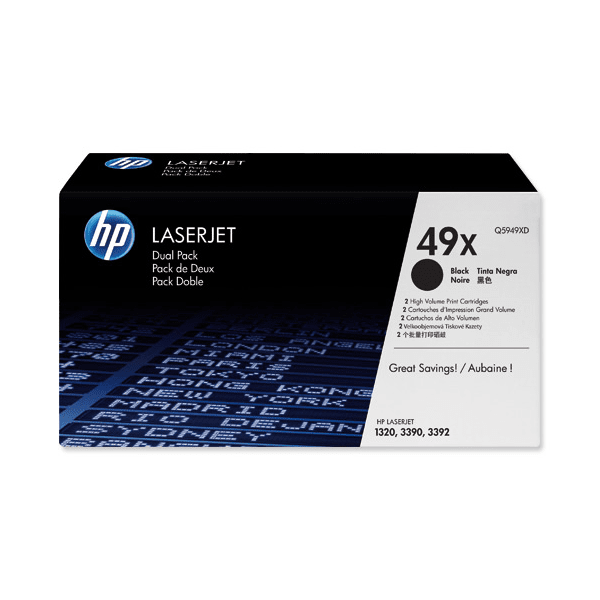 HP 49X (Q5949XD) Original Black High Capacity Toner Cartridge Twin Pack