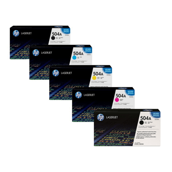 HP 504A (CE250 / CE251 / CE253 / CE252) Original Black and Colour Toner Cartridge 5 Pack