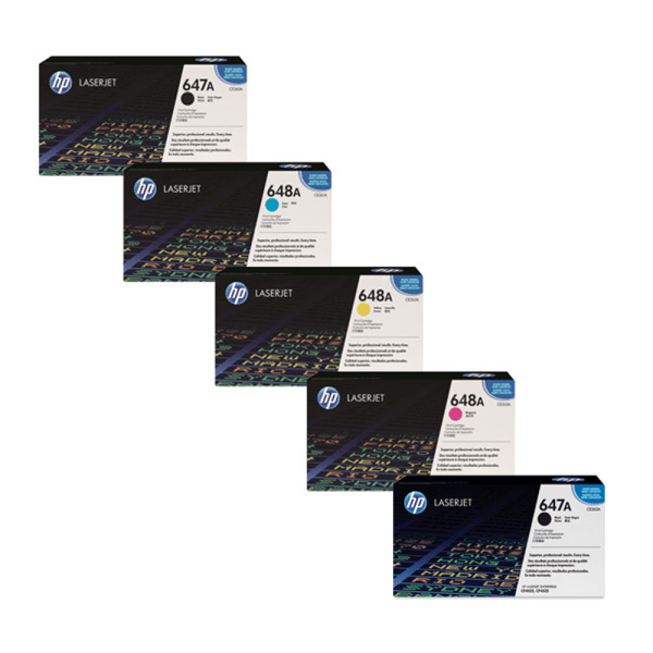 HP 647A/648A (CE260 / CB261 / CB263 / CB262) Original Black and Colour Toner Cartridge 5 Pack