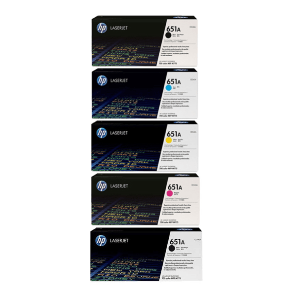 HP 651A (CE340A / CE341A / CE342A / CE343A) Original Black and Colour Toner Cartridge 5 Pack