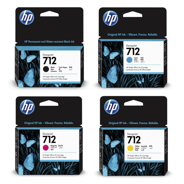 HP 712 Black and Colour Ink Cartridge 4 Pack (Original)
