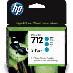 HP 712 Cyan Ink Cartridge 3 Pack (Original)